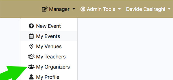 Manager > My Organizers